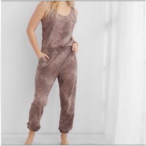 Like New Aerie Brown Tie-Dye Jumpsuit-Size XS